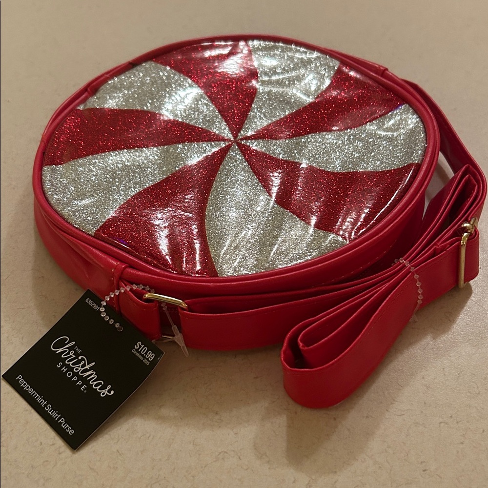 Peppermint Candy Swirl Print Purse Clutch Handbag Crossbody Bag NWT - Picture 1 of 9